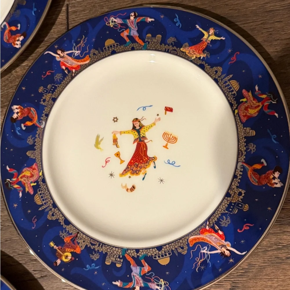 Simchah Hebrew plates set of 4 , Judaic Celebration American Jewish